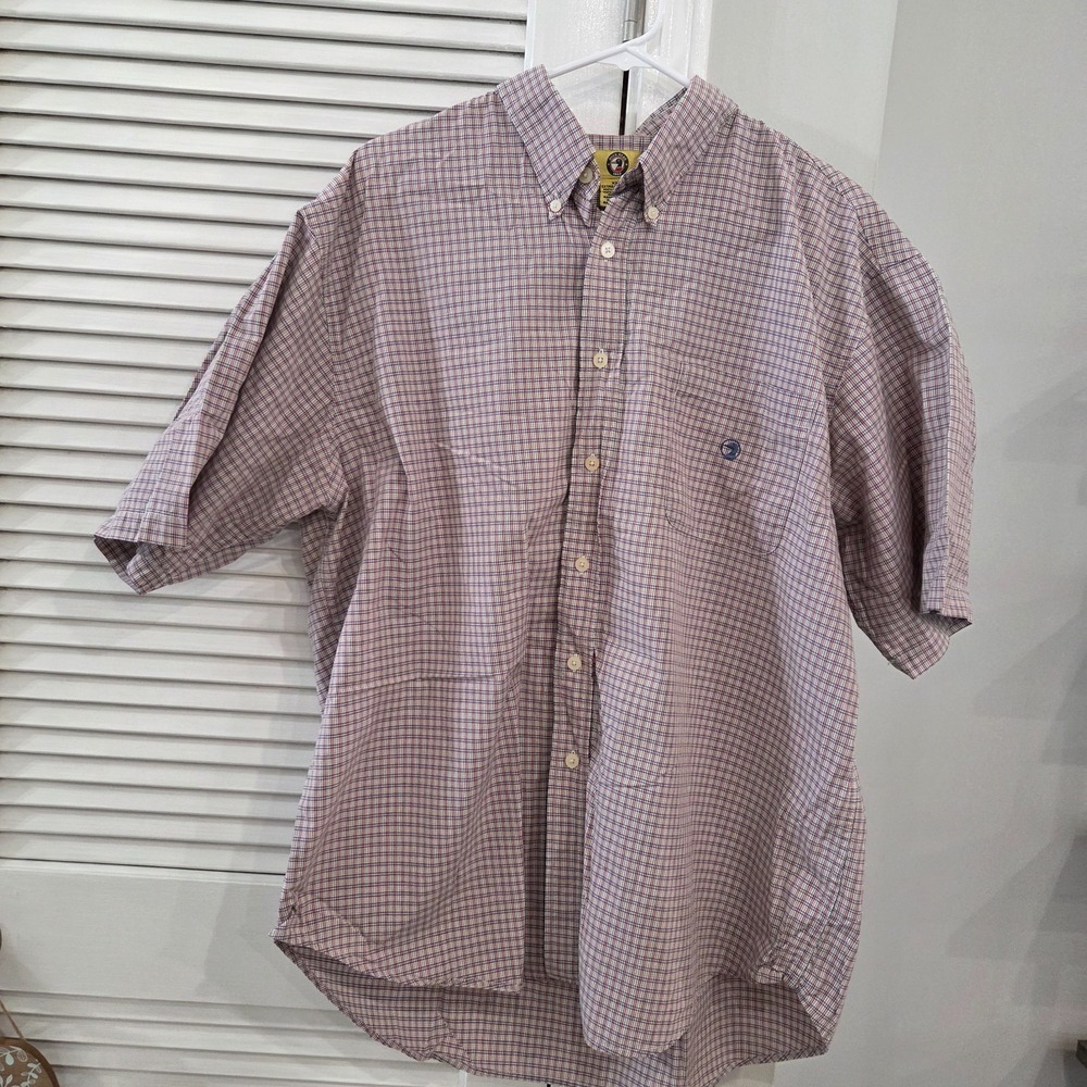 Mens Duck Head Red & White Plaid Button Up Short Sleeve Shirt Size XL